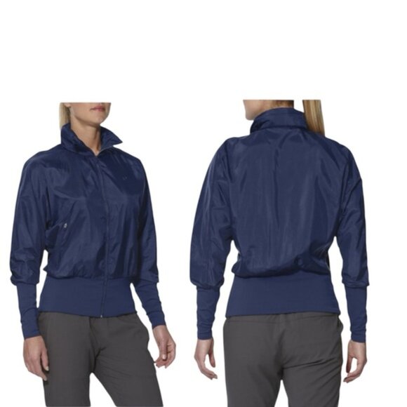 ASICS Floral Lightweight GPX Packable Hood Jacket Run Pocket Full Zip Stretch XS - Picture 9 of 16